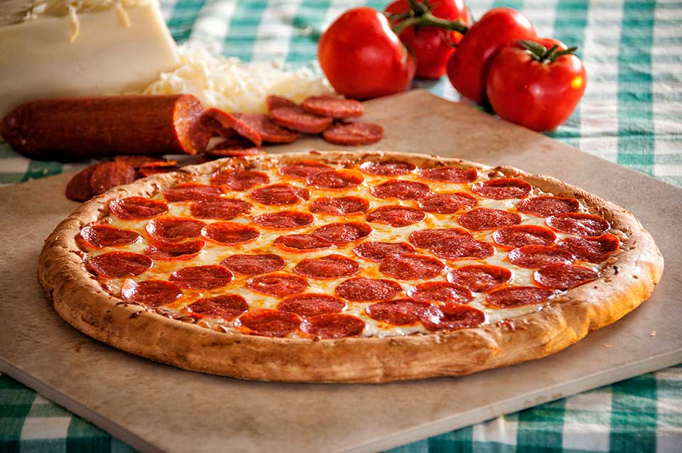 Real Italian pepperoni pizza.